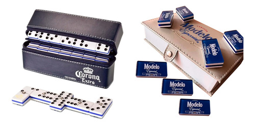 Dominó Corona Extra Cierre Blanco + Modelo Especial Fondo Az