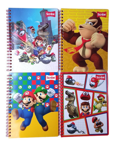 2 Cuaderno Doble Arillo Scribe Mario Bros Profesional 100hjs