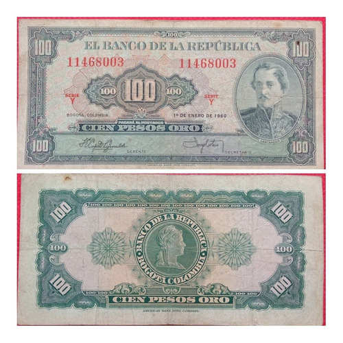 Billete De 100 Pesos Oro De 1.960.