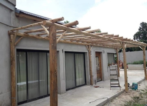 Pérgola Tipo Campo De Tronco Rustico M2 Armado