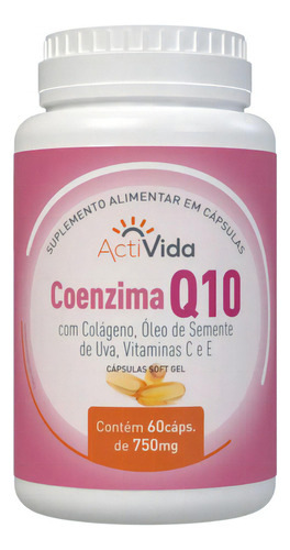 Coenzima Q10+ 750mg 100% Pura Ubiquinona - 60 Cápsulas Sabor Sem sabor