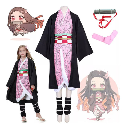Disfraz De Demon Slayer Cosplay Kimono Traje Para Niños-nezu