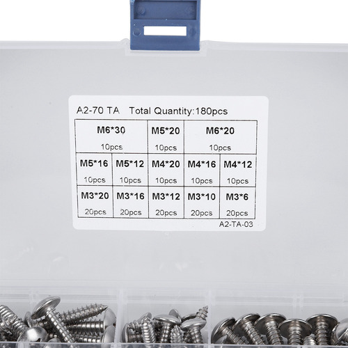 180 Piezas M3 M4 M5 M6 Cabeza Plana De Acero Inoxidable Auto