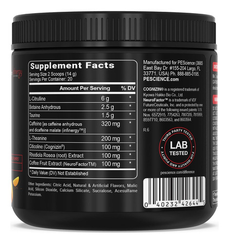 Pescience Prolific Pre Workout Pre Entreno 20 Servs Sabor Mango Splash
