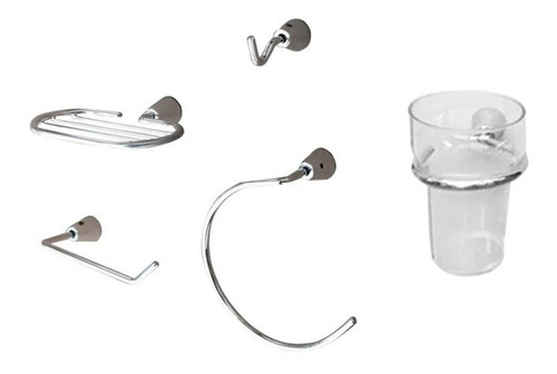 Kit Accesorios Para Baños Set 5 Piezas Cromo Metalico Oferta