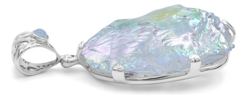 Dije Cuarzo Ángel Aura Con Piedra Luna Arcoíris Plata De Ley
