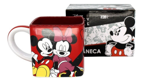 Caneca Mickey E Minnie Mouse Cubo 3d Quadrada Oficial Disney