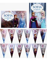 Comprar Frozen Kit Decoracion Cumpleaños 2 Carteles Y Banderin
