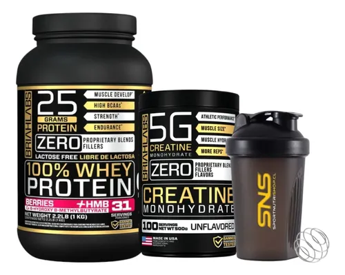 Pack Proteina Whey 1kg Berri+creatina 500g+ Shaker-briahlabs
