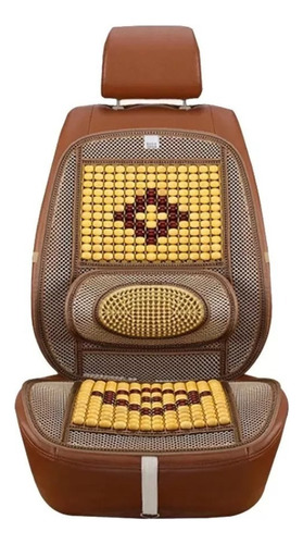 Cubre Asiento Respaldo Bolas Madera Bambu Esferas Verano