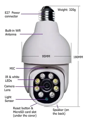 X3 Ampolleta Camara Ip Wifi Camara 360 Camara Seguridad Wifi