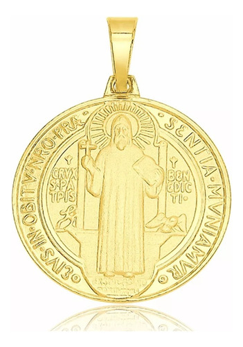 Pingente Religioso Medalha São Bento Folheado