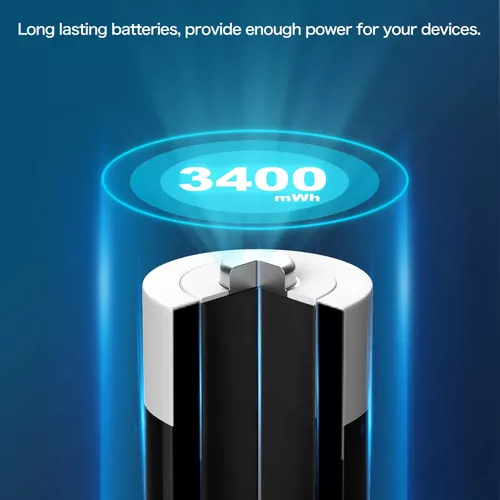 Deleepow Baterías AA recargables con cargador, baterías recargables AA de  3400 mWh, baterías AA de litio recargables de 1.5 V, batería de carga  rápida