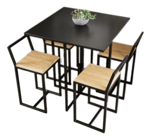 Conjunto Mesa Preta 4 Cadeiras Pequena Pinus Industrial Pt Cor Preto Desenho Do Tecido Das Cadeiras Madeira Pinus