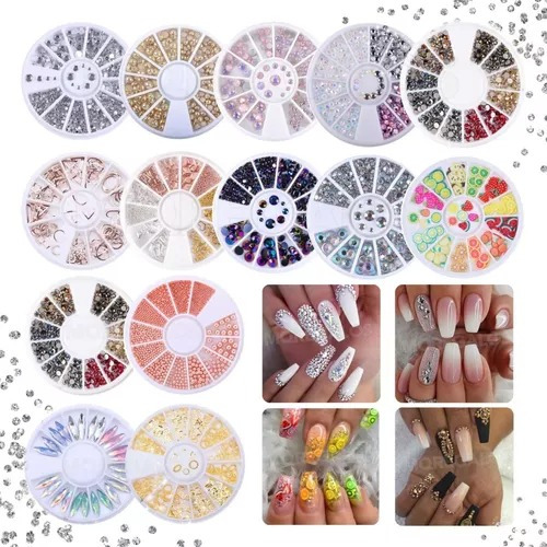 3 Carrusel De Strass Colores Formas Deco De Uñas Nail Art 