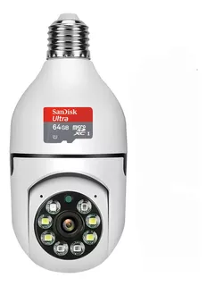 Camera Ip 360 Giratoria Wifi Lampada +cartão De Memória 64gb