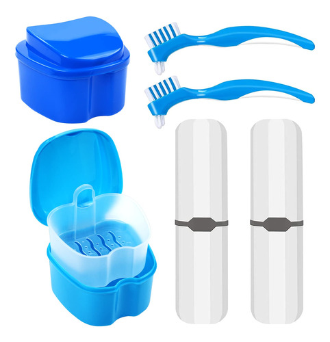 Kit De Estuche De Dentadura, 2 Tazas De Dentadura Con 2 Cepi