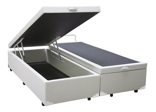 Base Cama Box Baú Bipartido Queen Corino Branco 43x158x198