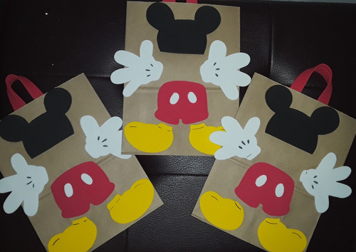 Mickey Mouse Bolsitas Papel Kraft Goma Eva Sorpresitas