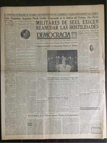 Diario Democracia 10-08-1955 Militares Seul/perón