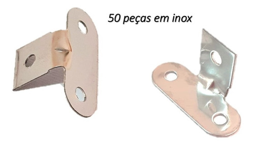 Cantoneira De Inox Com 3 Furos Para Fixar Moveis 50 Peças