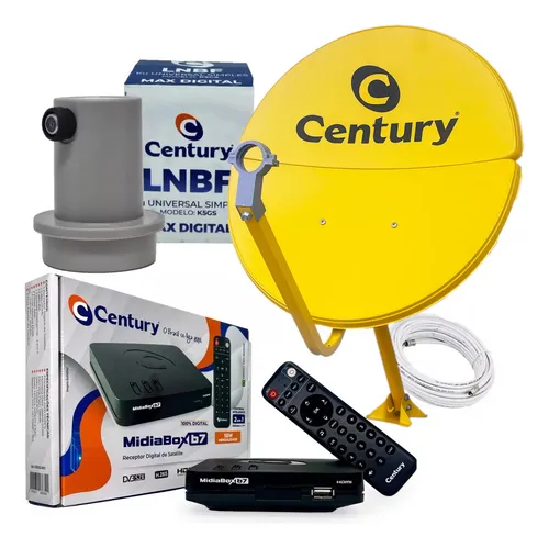 comprar Kit Antena Bipartida Century Ku Com Midiabox B7, Lnbf E Cabo