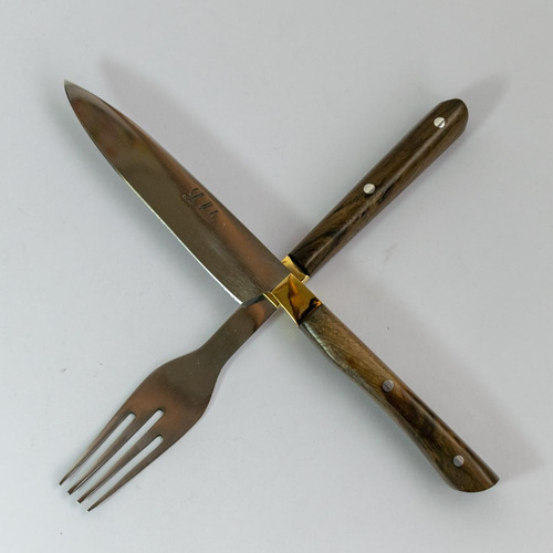 Imagen 2 de 4 de Cuchillo Y Tenedor De Campo Artesanal Con Vaina