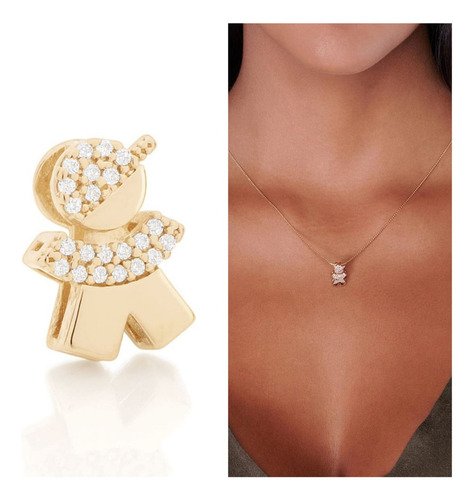 Pingente Rommanel Menino Com Zircônia Folheado 542143