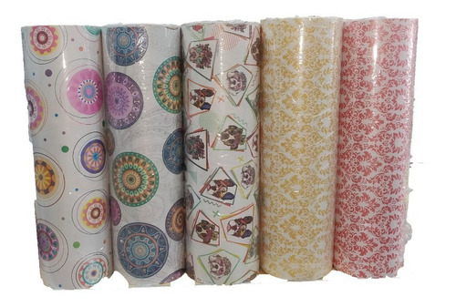 Pack X4 Bobina Rollo Papel Fantasia 40 Cm X 150 Mts