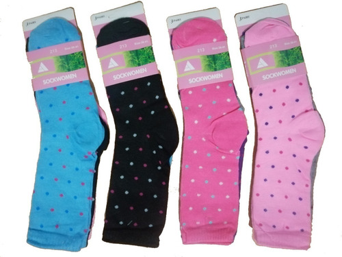 Medias De Mujer Largas Estampadas Sockmar X12 Pares.