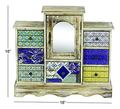 Deco 79 Joyero Rectangular De Madera, 18 X 6 X 16, Marrón Cl