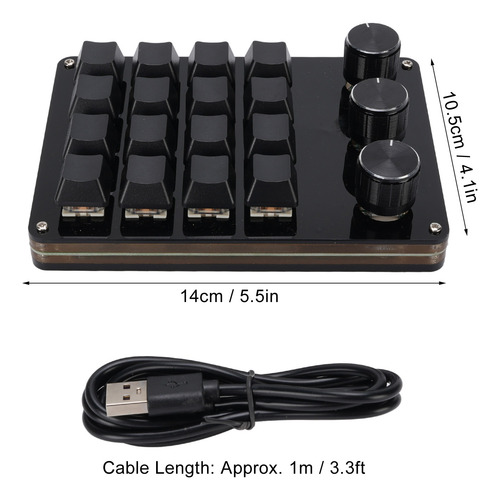 Teclado Programable, 16 Teclas Y 3 Botones, Macro Hot, Perso