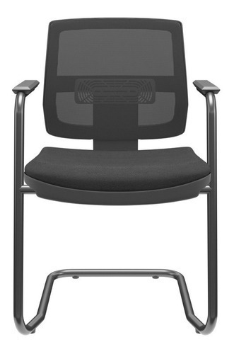 Cadeira Fixa Brizza Plaxmetal S Couro Eco Encosto Tela Preto
