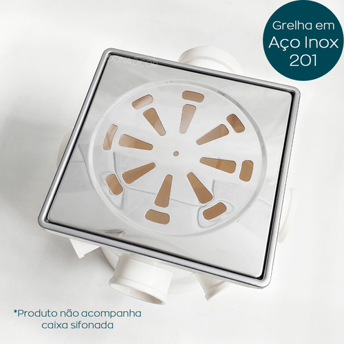 Ralo Quadrado Inox 15x15 E Porta Grelha Ralo De Banheiro