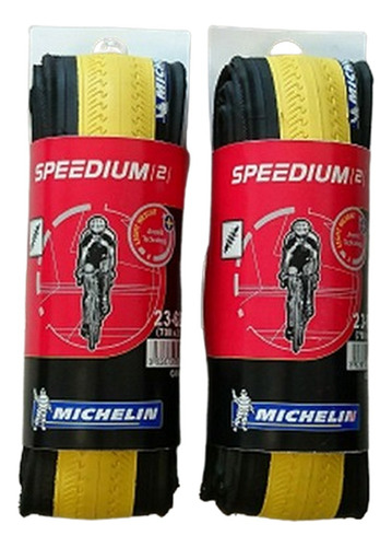 Par De Pneus Michelin Speedium 2 Cor Amarelo