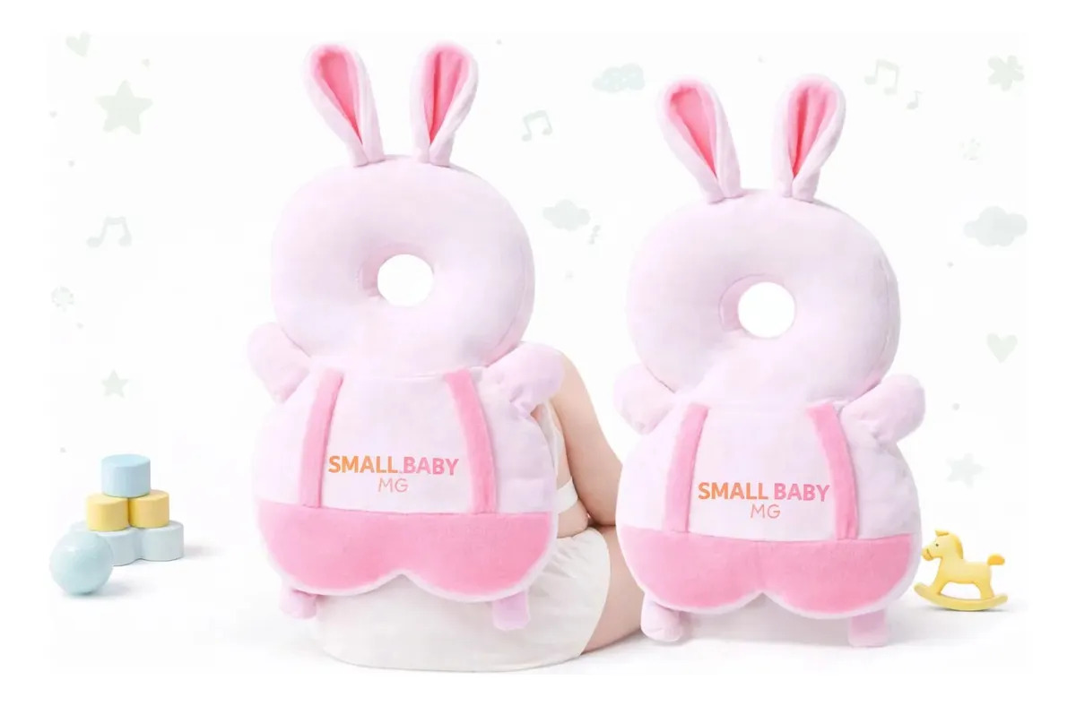 Mochila Protetor Cabeça Bebe Almofada Anti-queda Cor COELHO ROSA