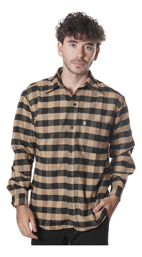 Camisa De Hombre Leñadora Cuadros Paño Manga Larga R