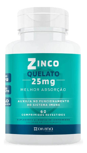 Zinco Quelato 25mg Kit Com 3 Potes De 60 Comprimidos Cada