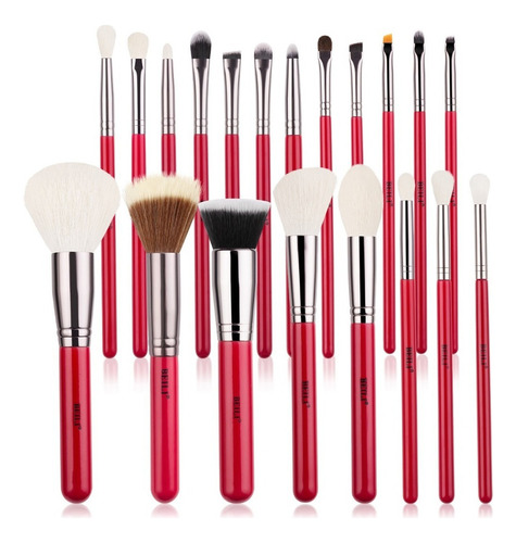 Juego De Pinceles De Maquillaje Beili Rojo 20 Piezas Brocha