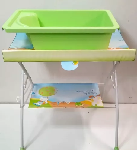 Catre De Baño C/ Cambiador Bebe Plegable Bañera Mega Baby