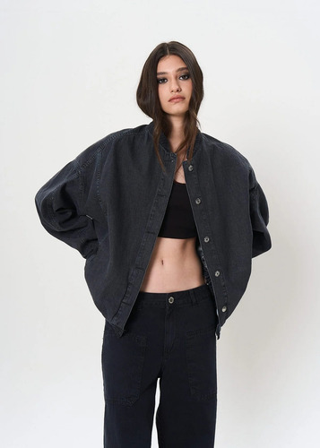 Campera Bomber De Jean Rígido - Caden