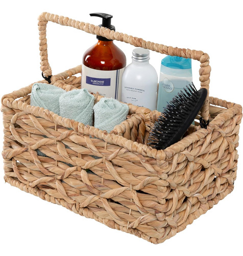 Cesta De Mimbre Multiusos Con 3 Compartimentos
