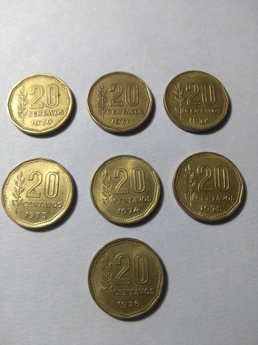 Serie Completa De Monedas De 20 C De 1970 Al 1976