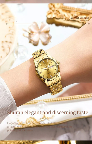 Reloj De Pulsera Empresarial Cuarzo Con Calendario Mujer
