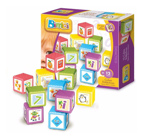 Bimbi 10 Cubos Didácticos Figuras, Letras Y Números