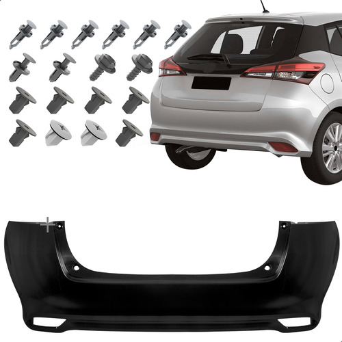 Parachoque Traseiro Yaris Hatch 18 19 20 Com Furo Kit Grampo