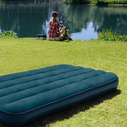 Colchon Inflable Uno 1 Plaza Dura Beam Standar Camping Intex Color Azul