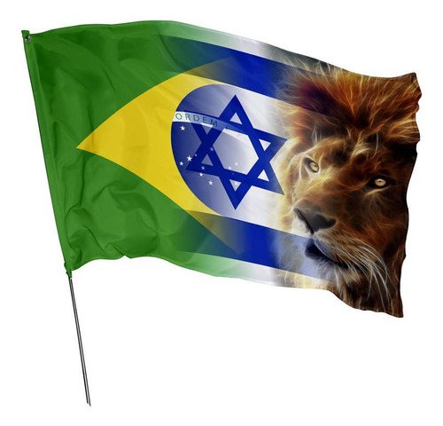 Bandeira Leão Da Tribo De Judá Brasil E Israel 1,45m X 1,0m