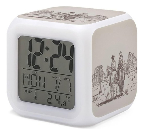 Xuwu Western Cowboy - Reloj Despertador Para Ninos, 7 Led Qu