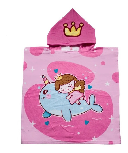 Poncho Toallon Microfibra Infantil Estampado Seca Rapido